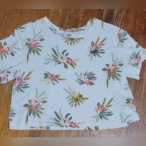 Vans Women's Floral Short Sleeve Tee - White and Green